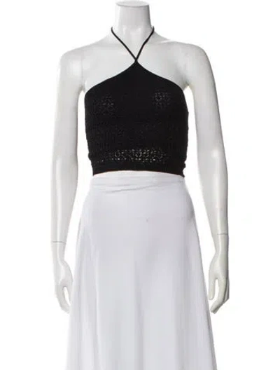 Pre-owned Ronny Kobo Halterneck Sleeveless Crop Top In Black