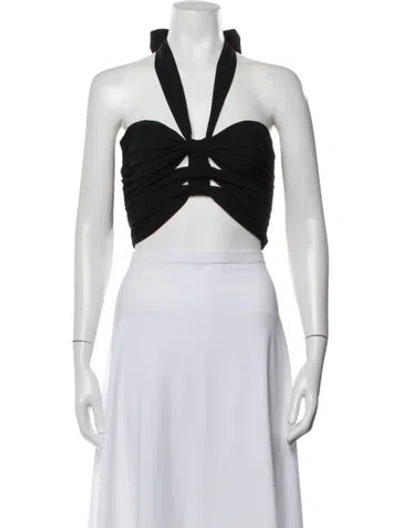 Pre-owned Ronny Kobo Halterneck Sleeveless Crop Top W/ Tags In Black