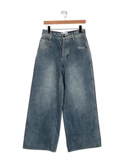 Pre-owned Ronny Kobo High-rise Wide Leg Jeans In Blue