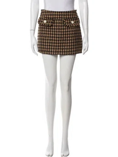 Pre-owned Ronny Kobo Houndstooth Print Mini Skirt In Black