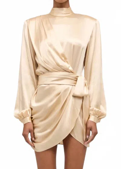Ronny Kobo Imara Draped Knot Mini Dress In Buttercream In Yellow