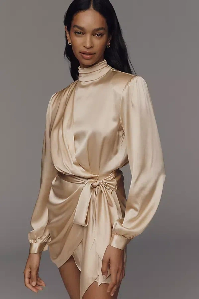 Ronny Kobo Imara Silk Blend Mini Dress In Brown