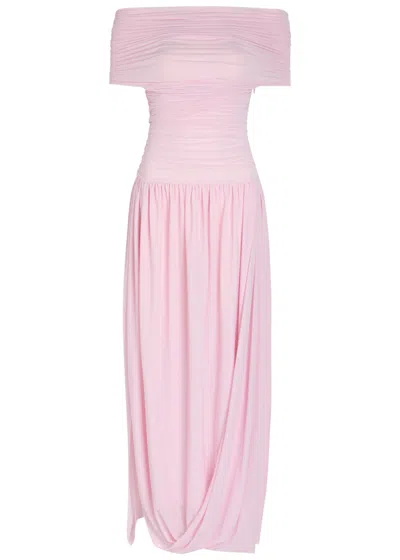 Ronny Kobo Irulan Ruched Stretch-jersey Maxi Dress In Pink