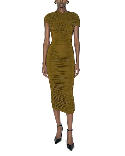 Ronny Kobo Janel Ruched Dress In Green