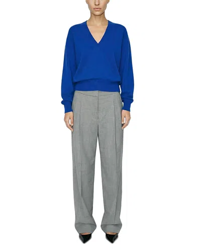 Ronny Kobo Jayden Cashmere V Neck Sweater In Blue