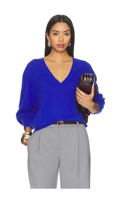 Ronny Kobo Jayden V Neck Sweater In Cobalt