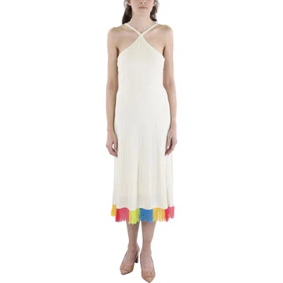Ronny Kobo Jess Womens Open Stitch Viscose Sweaterdress In White