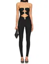 Ronny Kobo Jones Catsuit & Brushed Gold In Jet Black