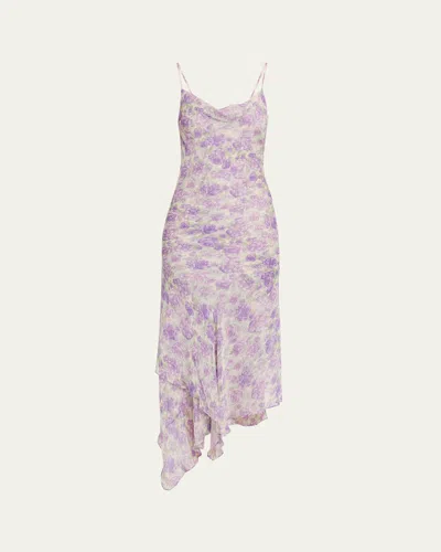 Ronny Kobo Kaa Backless Floral-print Midi Dress In Animal Print