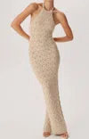 Ronny Kobo Kaiden Halter Knit Maxi Dress In Ecru