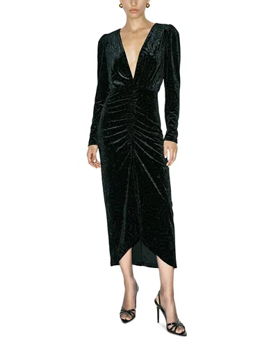 Ronny Kobo Kellan Ruched Midi Dress In Black