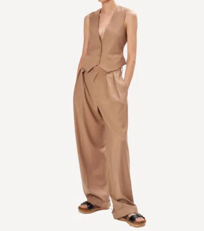 Ronny Kobo Kia Wide Leg Pants In Tan In Brown