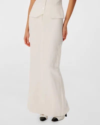 Ronny Kobo Koko Tailored Linen Maxi Skirt In White