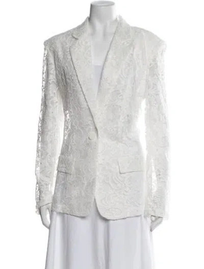 Pre-owned Ronny Kobo Lace Lace Pattern Blazer In White