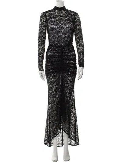 Pre-owned Ronny Kobo Lace Long Dress In Black