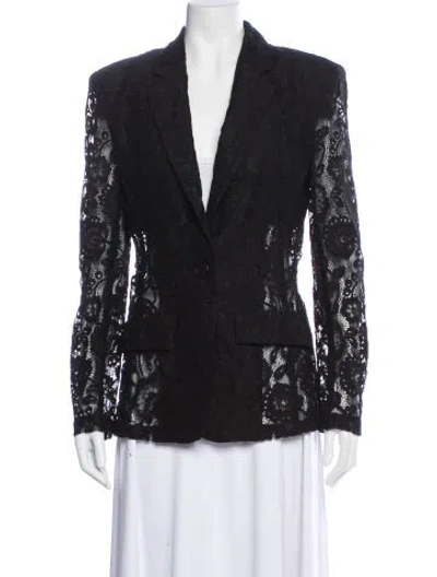 Pre-owned Ronny Kobo Lace Pattern Blazer In Black