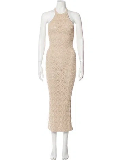 Pre-owned Ronny Kobo Lace Pattern Midi Length Dress In Neutral