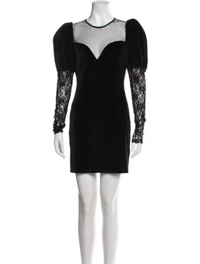 Pre-owned Ronny Kobo Lace Pattern Mini Dress In Black