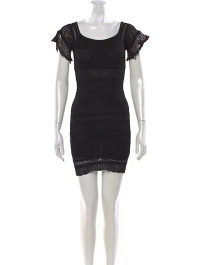 Pre-owned Ronny Kobo Lace Pattern Mini Dress In Black