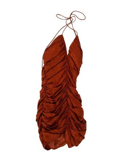 Pre-owned Ronny Kobo Lace Pattern Mini Dress In Orange