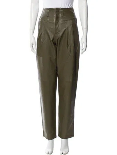 Pre-owned Ronny Kobo Lamb Leather Straight Leg Pants In Green