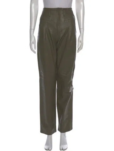 Pre-owned Ronny Kobo Lamb Leather Straight Leg Pants W/ Tags In Green