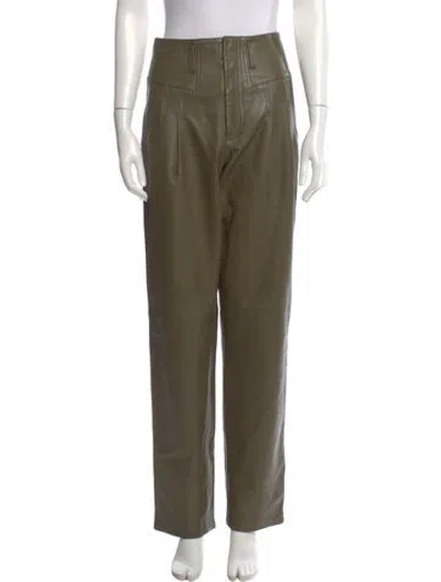 Pre-owned Ronny Kobo Lamb Leather Straight Leg Pants W/ Tags In Green