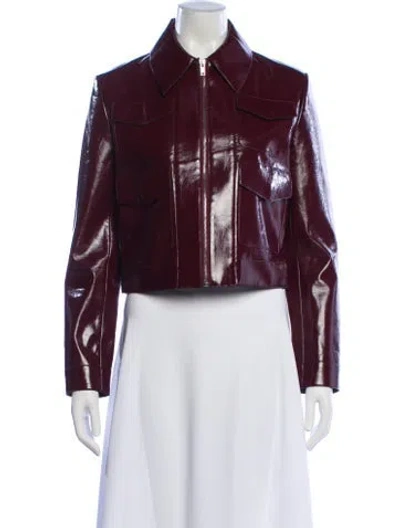 Pre-owned Ronny Kobo Leather Biker Jacket In Burgundy