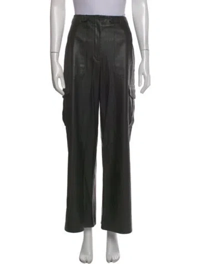 Pre-owned Ronny Kobo Leather Wide Leg Pants In Black