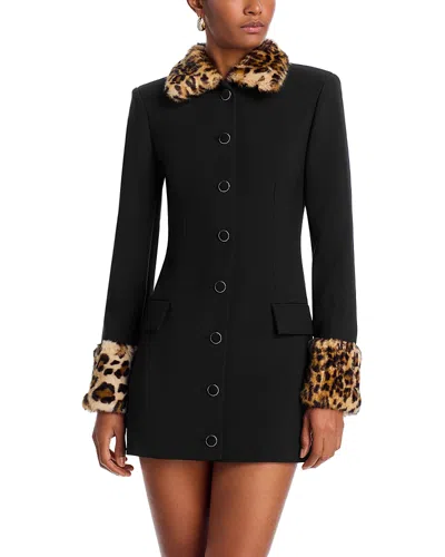 Ronny Kobo Faux-fur-trim Jacket In Black