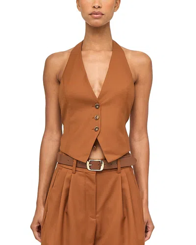 Ronny Kobo Lido Button Front Vest In Brown