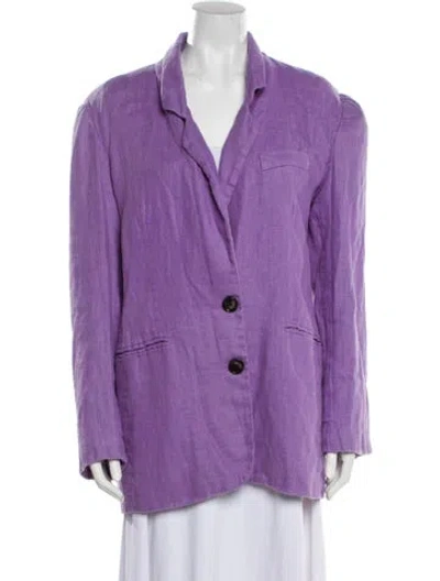 Pre-owned Ronny Kobo Linen Blazer In Purple