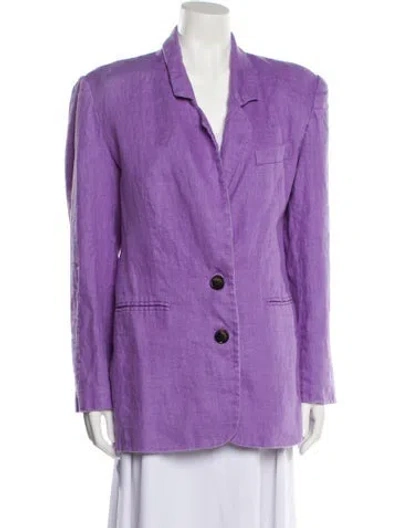 Pre-owned Ronny Kobo Linen Blazer In Purple