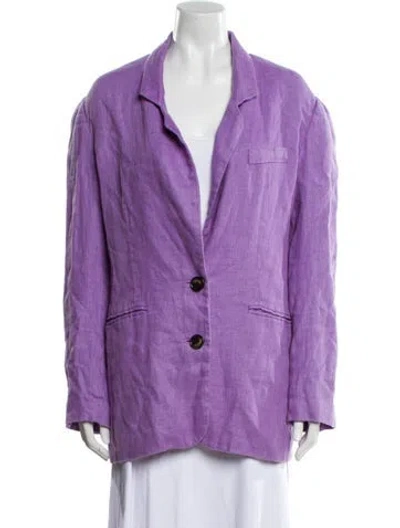 Pre-owned Ronny Kobo Linen Blazer In Purple
