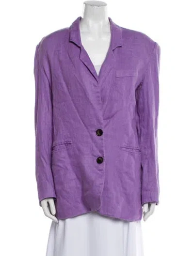 Pre-owned Ronny Kobo Linen Blazer In Purple