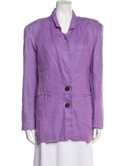 Pre-owned Ronny Kobo Linen Blazer In Purple