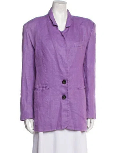 Pre-owned Ronny Kobo Linen Blazer In Purple