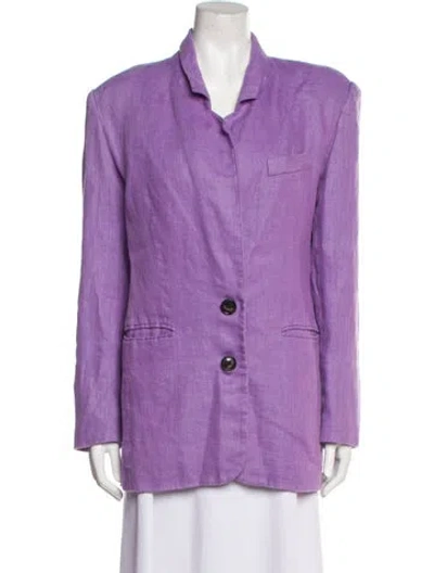 Pre-owned Ronny Kobo Linen Blazer In Purple