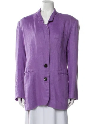 Pre-owned Ronny Kobo Linen Blazer In Purple