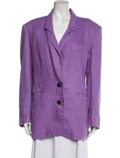 Pre-owned Ronny Kobo Linen Blazer In Purple