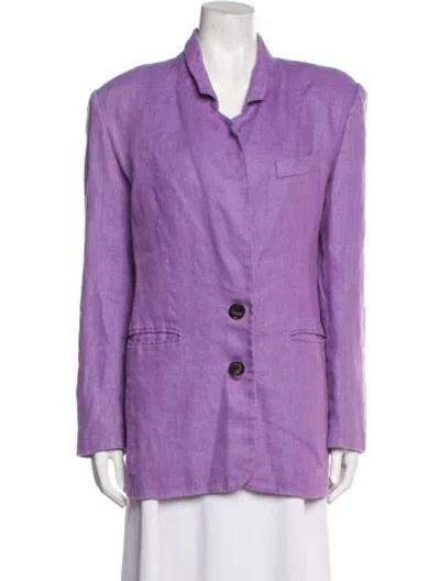 Pre-owned Ronny Kobo Linen Blazer In Purple