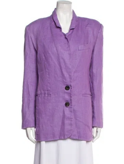 Pre-owned Ronny Kobo Linen Blazer In Purple