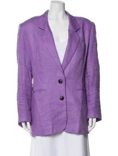 Pre-owned Ronny Kobo Linen Blazer In Purple