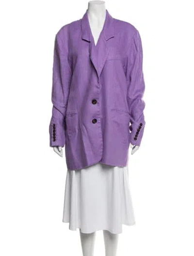 Pre-owned Ronny Kobo Linen Blazer In Purple