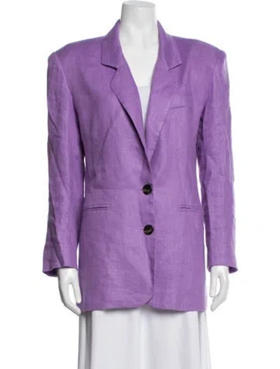 Pre-owned Ronny Kobo Linen Blazer In Purple