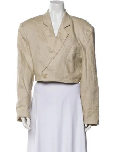 Pre-owned Ronny Kobo Linen Bolero In Neutral