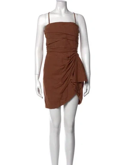 Pre-owned Ronny Kobo Linen Mini Dress In Brown