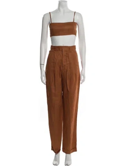 Pre-owned Ronny Kobo Linen Pant Set In Brown