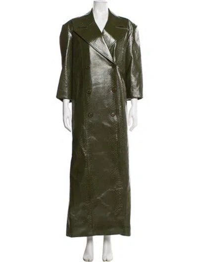 Pre-owned Ronny Kobo Linen Printed Coat W/ Tags In Green