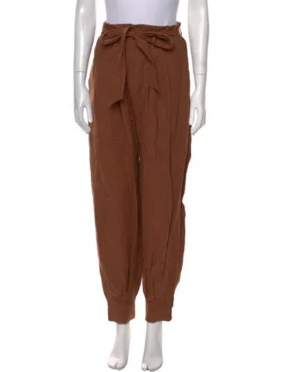 Pre-owned Ronny Kobo Linen Skinny Leg Pants In Brown